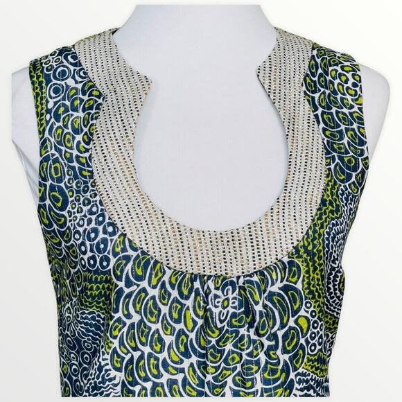 Trina Turk Blue Metallic Brocade Sleeveless Mini Dress Size 2 - Picture 6 of 10